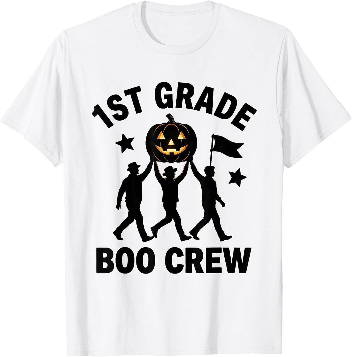 Men's 1st Grade Boo Crew Silly Halloween Teacher Student Matching T-Shirt - White