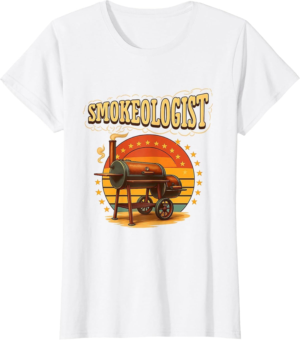 Vintage Smokeologist Pitmaster BBQ Smoker Grilling Barbecue T-Shirt - White