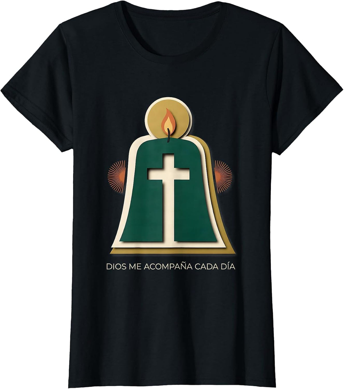 Dios Me Acompaña Cada Día Devotional Spanish Catholic Faith T-Shirt - Black