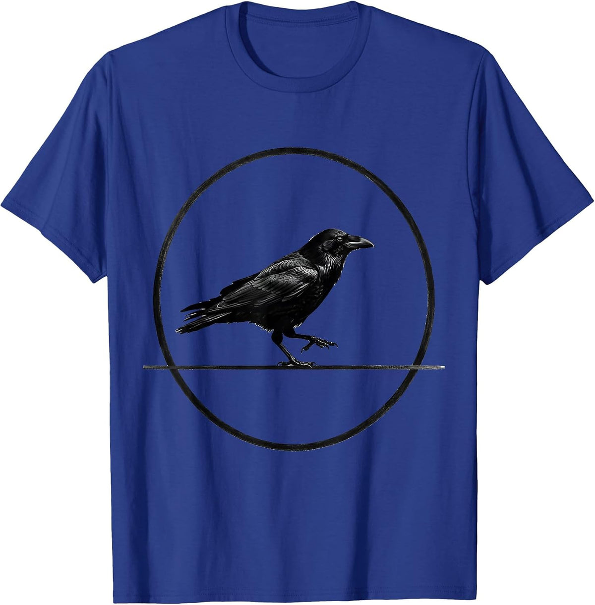 Crow Silhouette Dark Humor Gothic Raven Halloween T-Shirt - Royal Blue