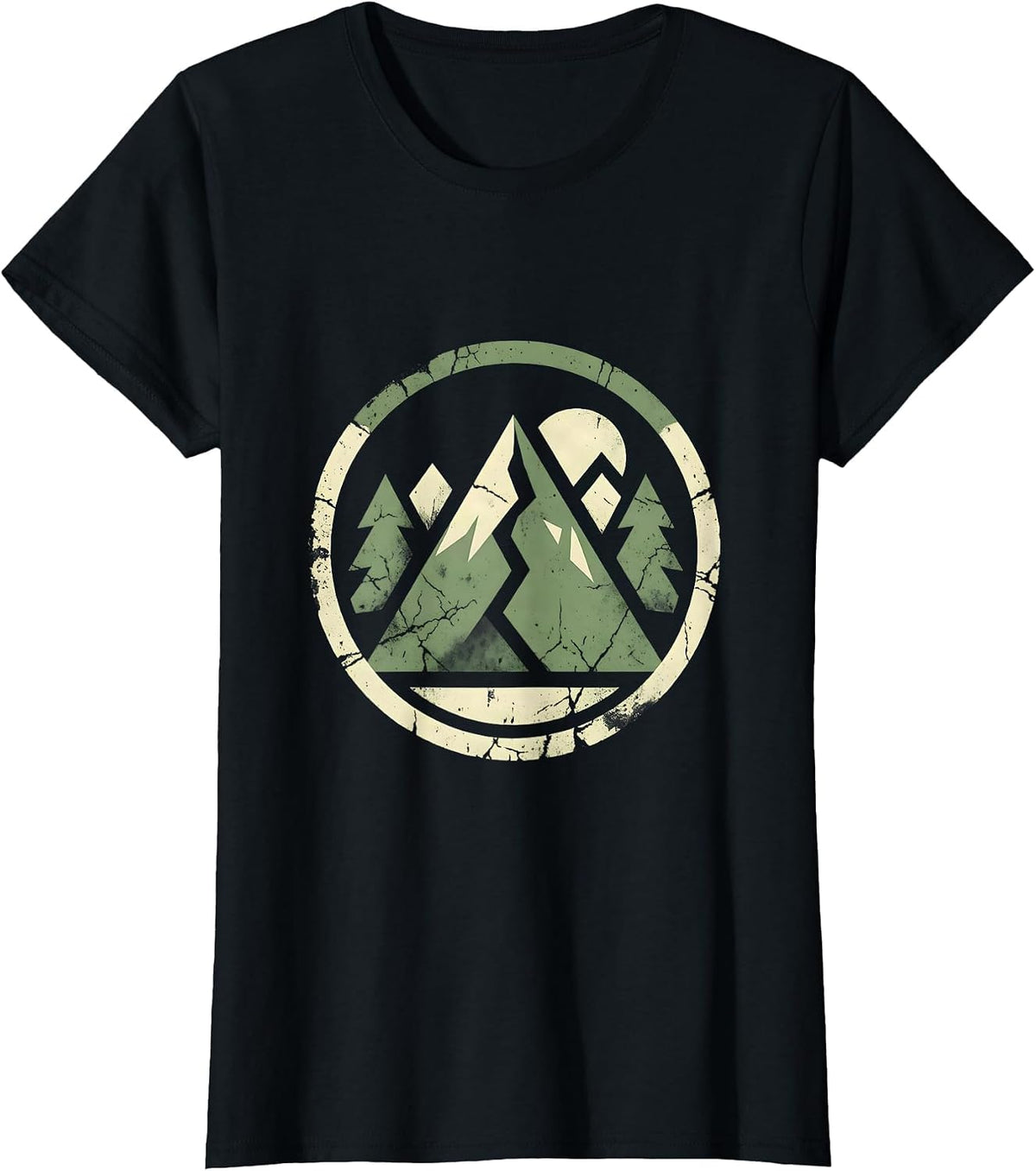 Girls Camo Hiker Mountain Trail Backpack Graphic T-Shirt - Black
