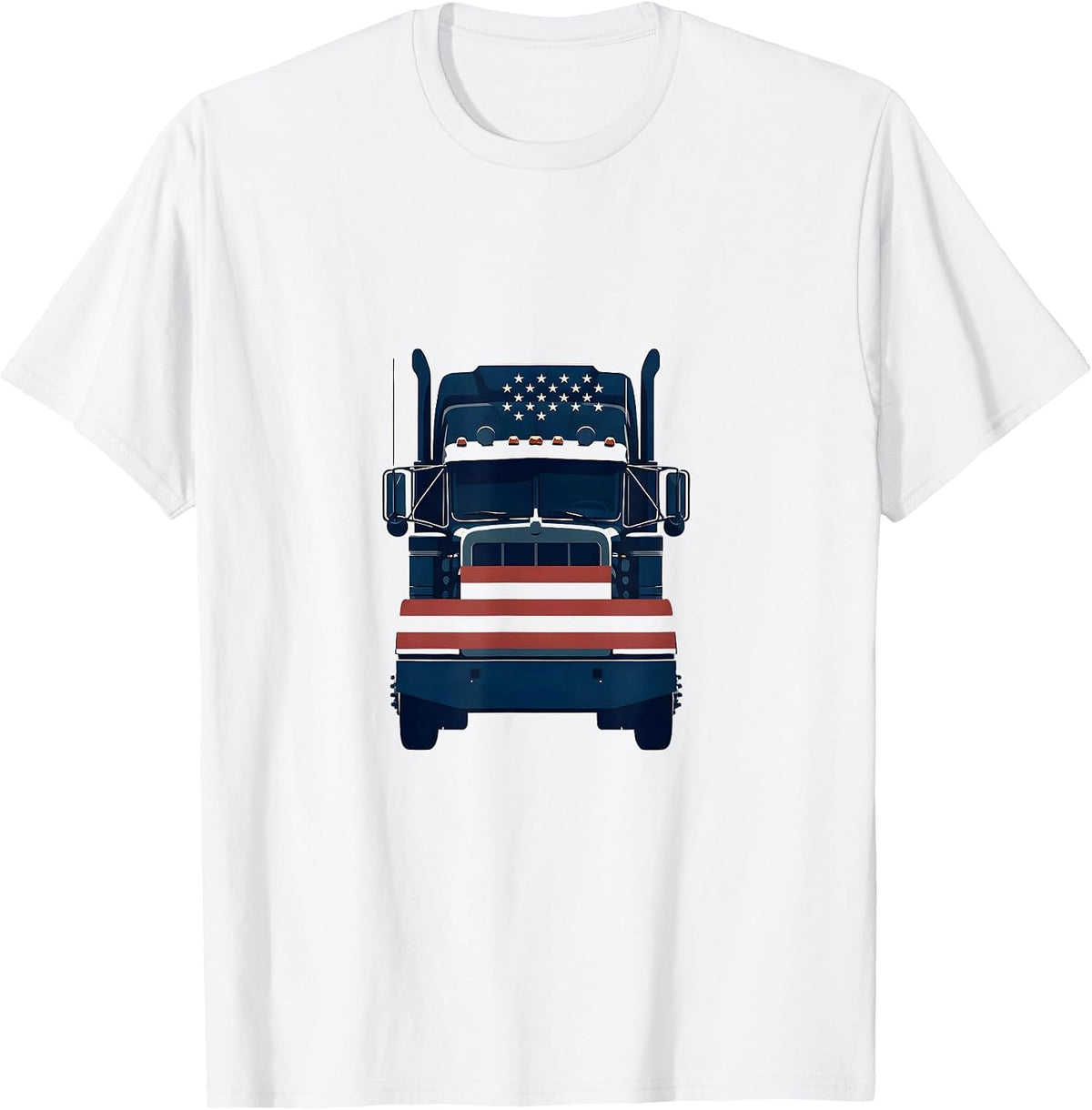 Men's Semi Trailer American Flag Patriotic Trucker T-Shirt - White