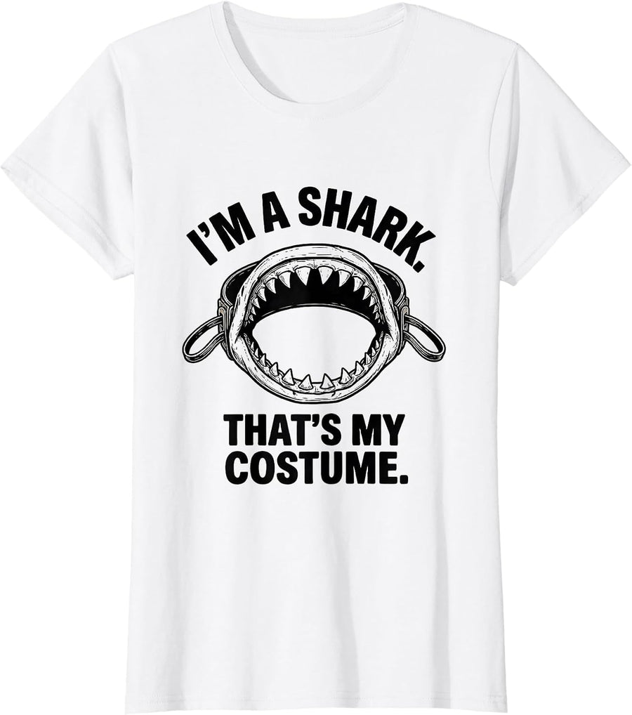 Women's I'm A Shark That's My Costume Funny Shark Jaw Halloween T-Shirt - White