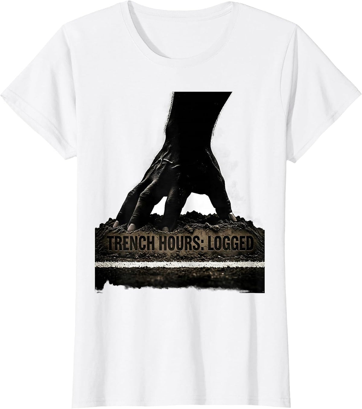 Trench Hours: Logged Funny Football Lineman Humor T-Shirt - White