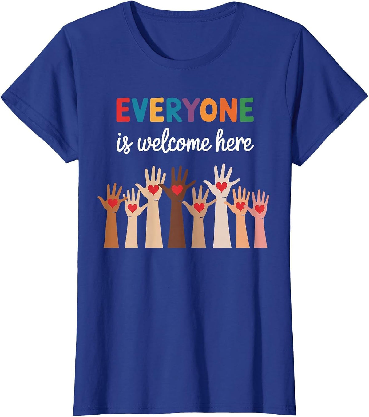 Everyone is Welcome Here Idaho Teacher T-Shirt - Royal Blue