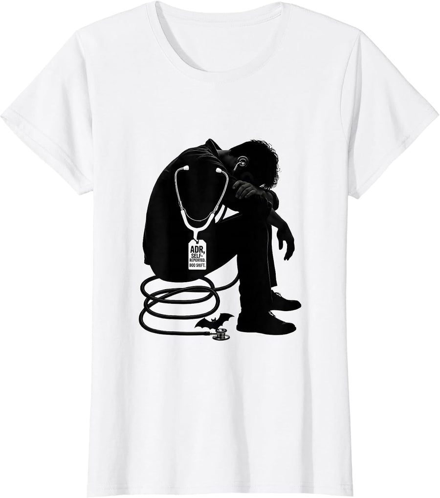 Women's Boo Shift Funny Vet Tech Halloween Workplace Humor T-Shirt - White