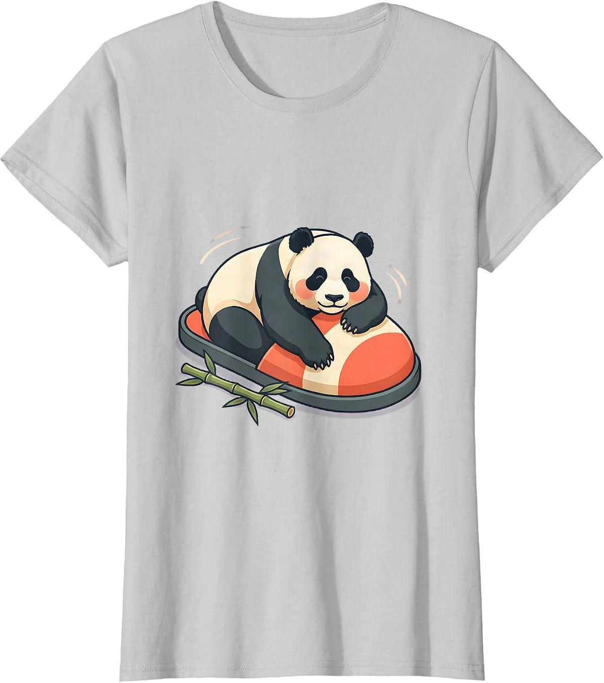 Panda In Slipper Funny Animal Lover Humor T-Shirt - Silver Grey