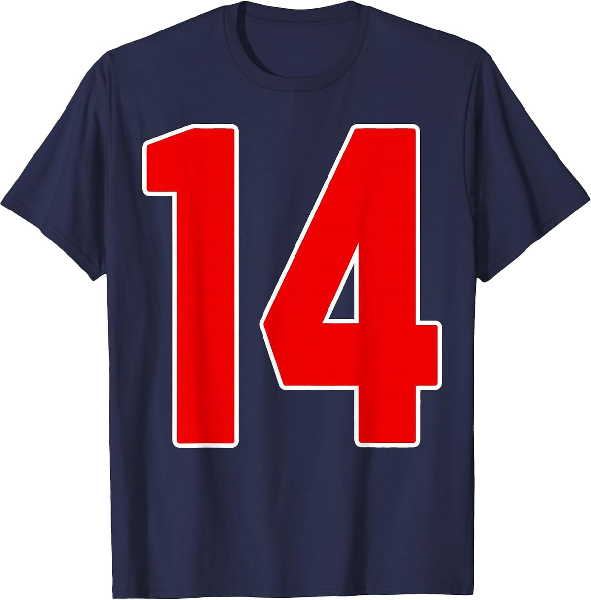 Red Number 14 Jersey Big #14 Uniform Favorite Player T-Shirt - Navy Blue