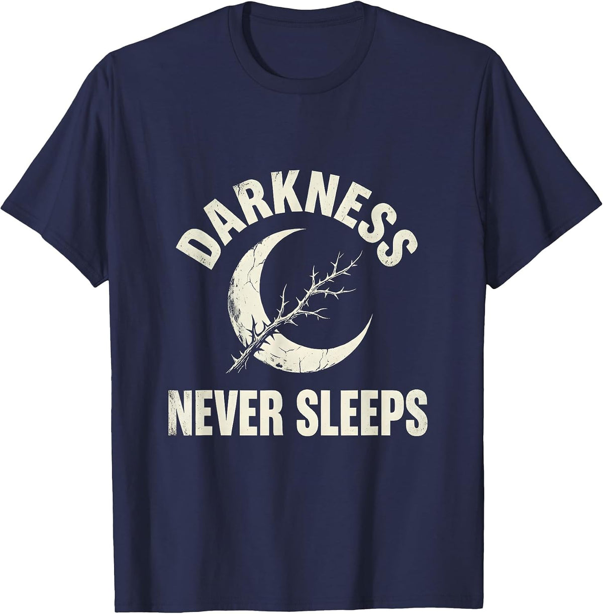 Darkness Never Sleeps Gothic Men's Design T-Shirt - Navy Blue