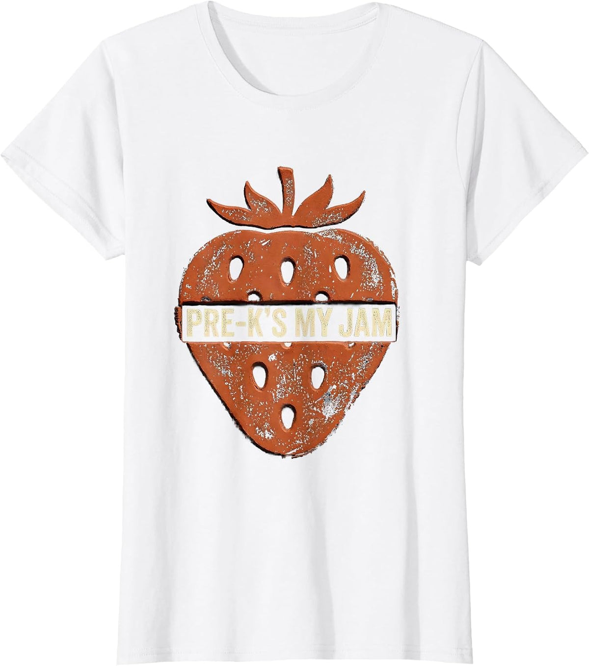 Women's Pre-K's My Jam Strawberry Rubber Stamp Preschool Teacher T-Shirt - White