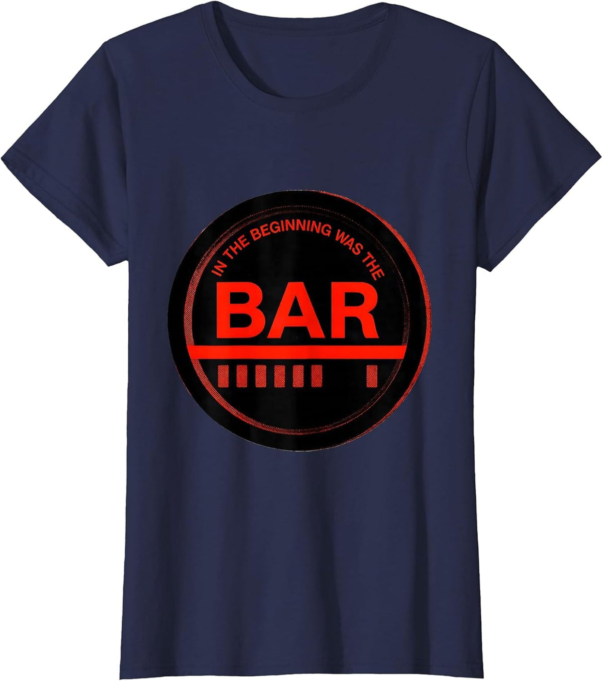 Women's In The Beginning Was The Bar Geometric Christian Faith Gym T-Shirt - Navy Blue
