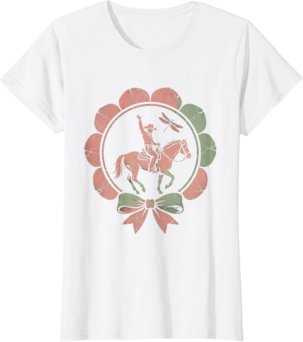 Cowgirl Handstand on Horseback Graphic Tee T-Shirt - White