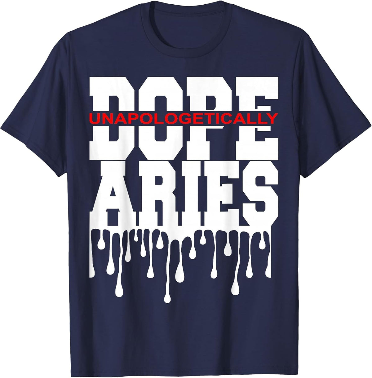 Dope Queen King Graphic Decor Aries Astrology Zodiac T-Shirt - Navy Blue