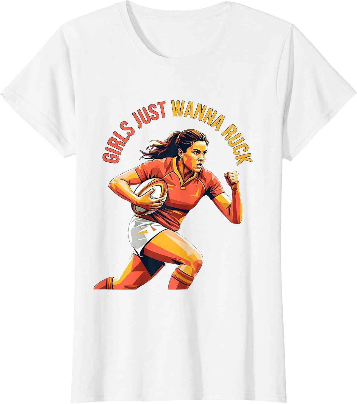 Girls Just Wanna Ruck Rugby Design T-Shirt - White