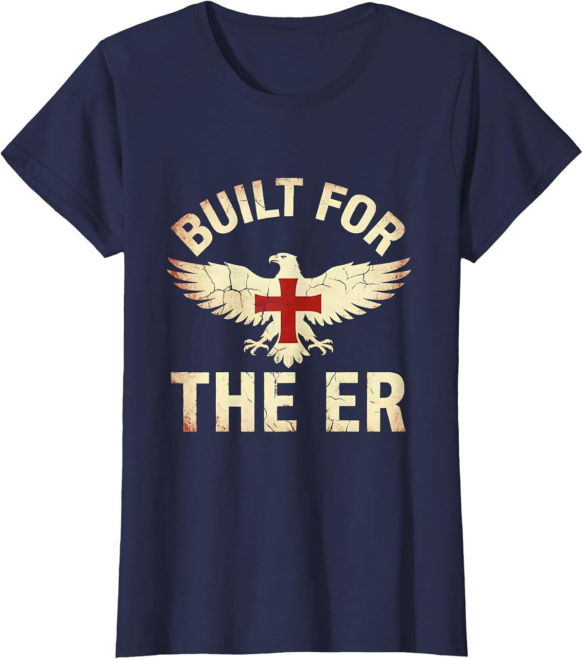 Women's Built for the ER Emergency Nurse Design T-Shirt - Navy Blue