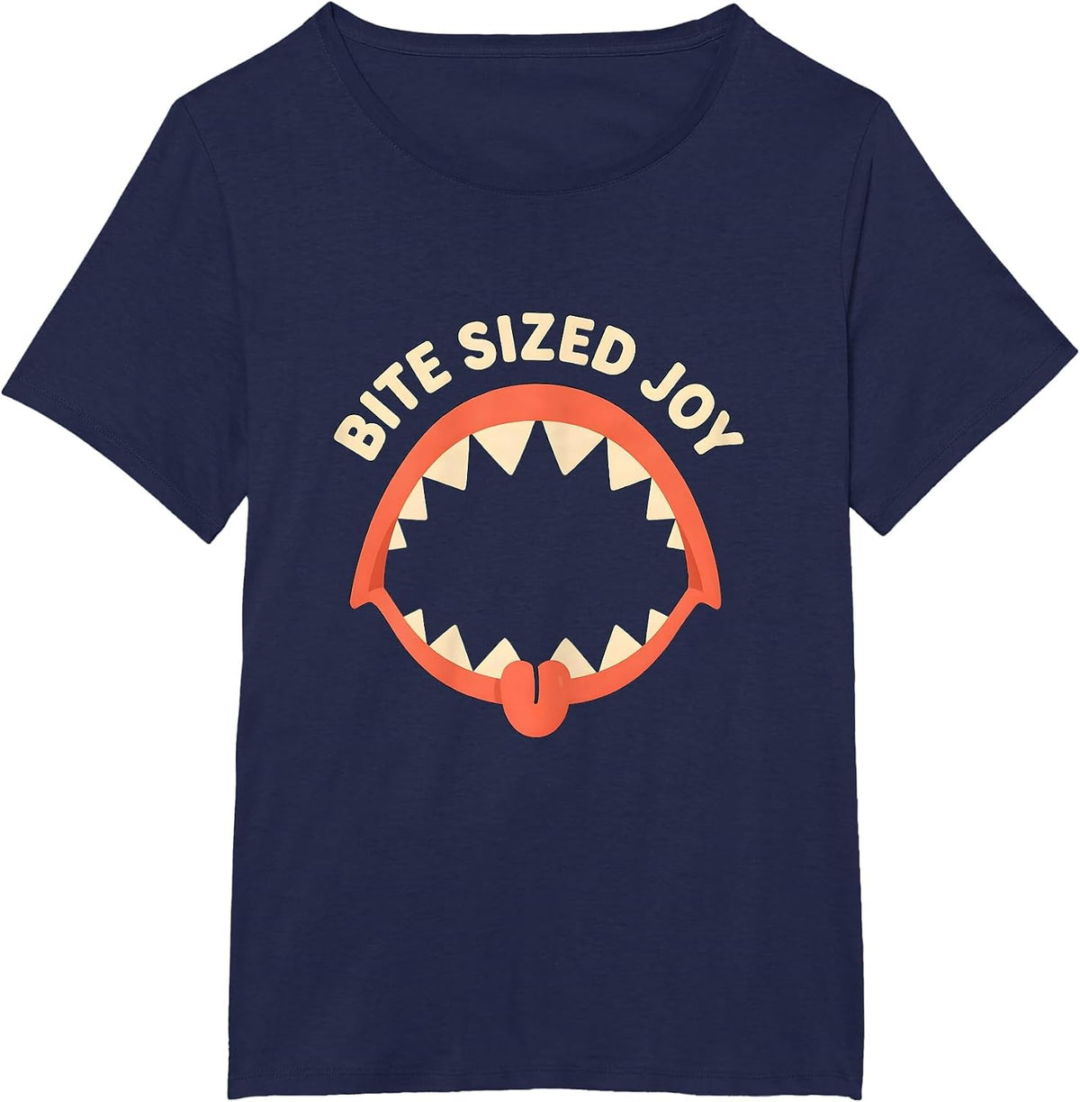 Women's Bite Sized Joy Funny Shark Lover Wildlife Ocean Animal Humor T-Shirt - Navy Blue