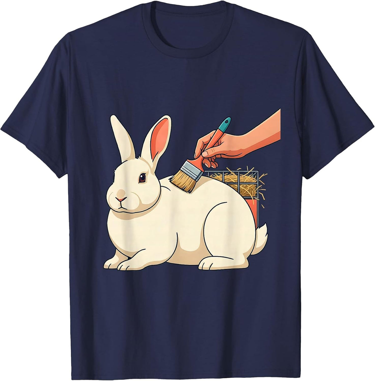 Bunny Brushed Cute Rabbit Lover Gift T-Shirt - Navy Blue