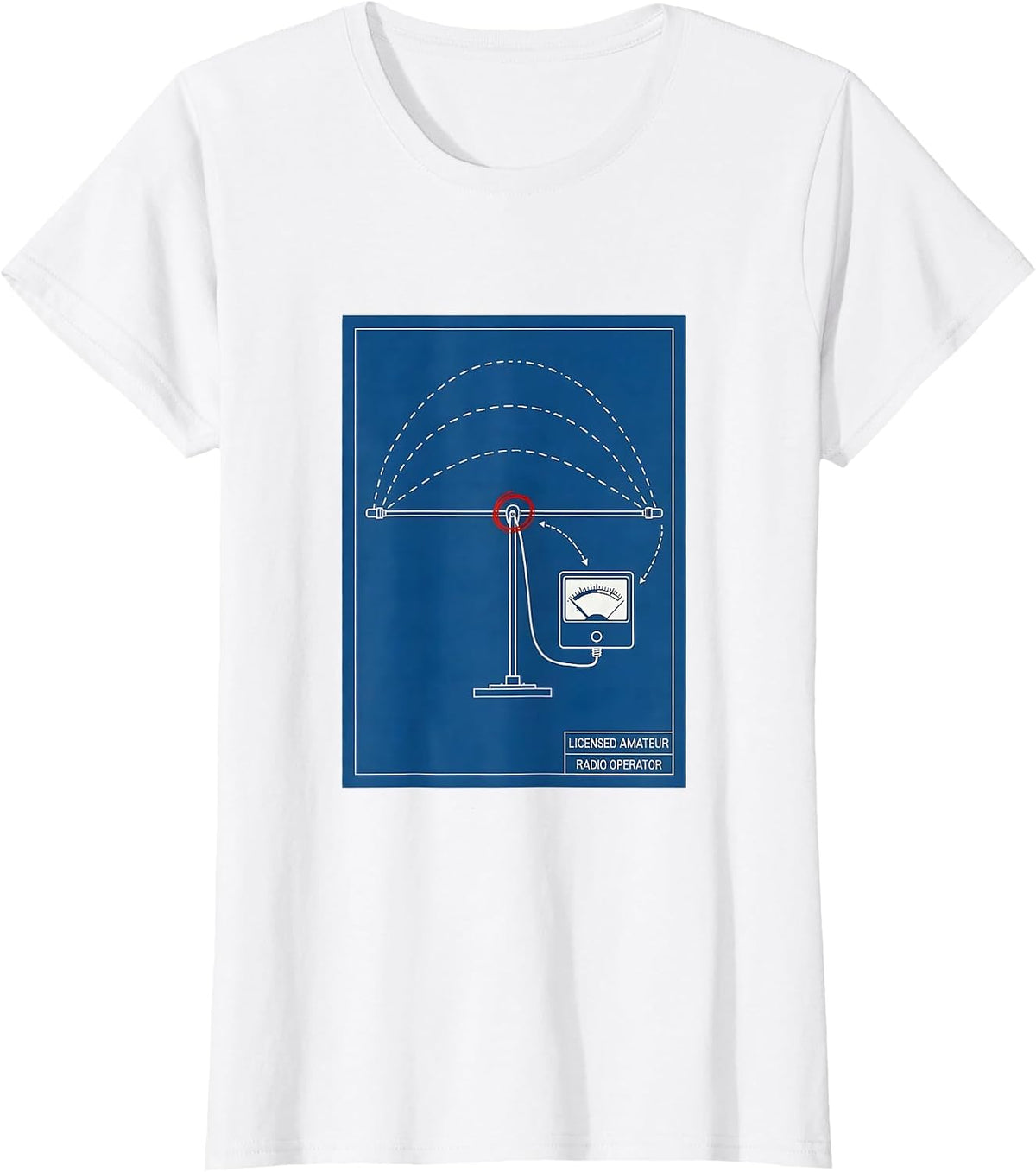 Women's Licensed Amateur Radio Operator Technical Blueprint Ham T-Shirt - White