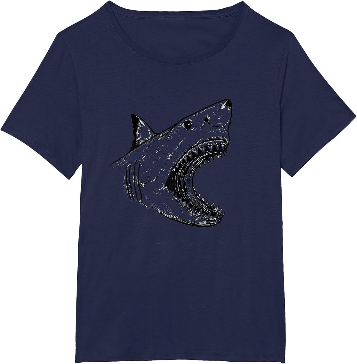 Women's Shark Jaw Line Art Funny Halloween Costume T-Shirt - Navy Blue