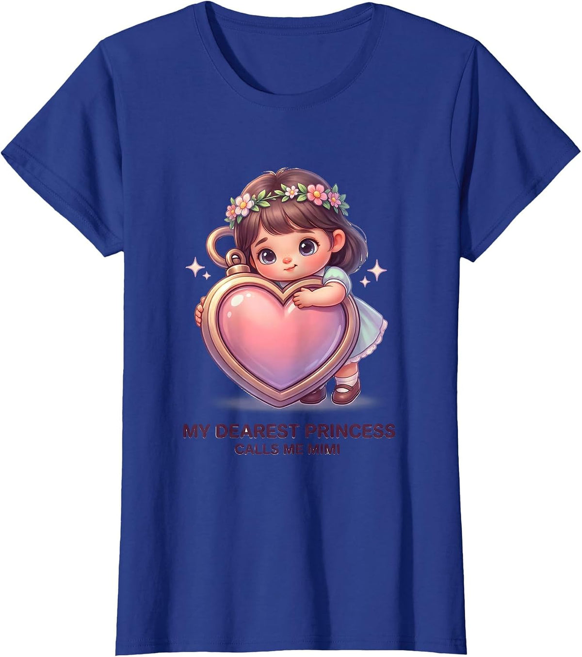Women's My Dearest Princess Calls Me Mimi Cute Kawaii Grandma Gift T-Shirt - Royal Blue