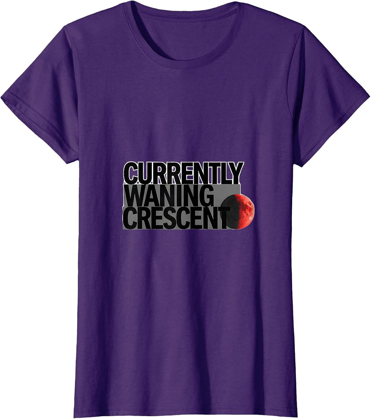 Women's Currently Waning Crescent Astronomy Celestial Moon Phase T-Shirt - Purple