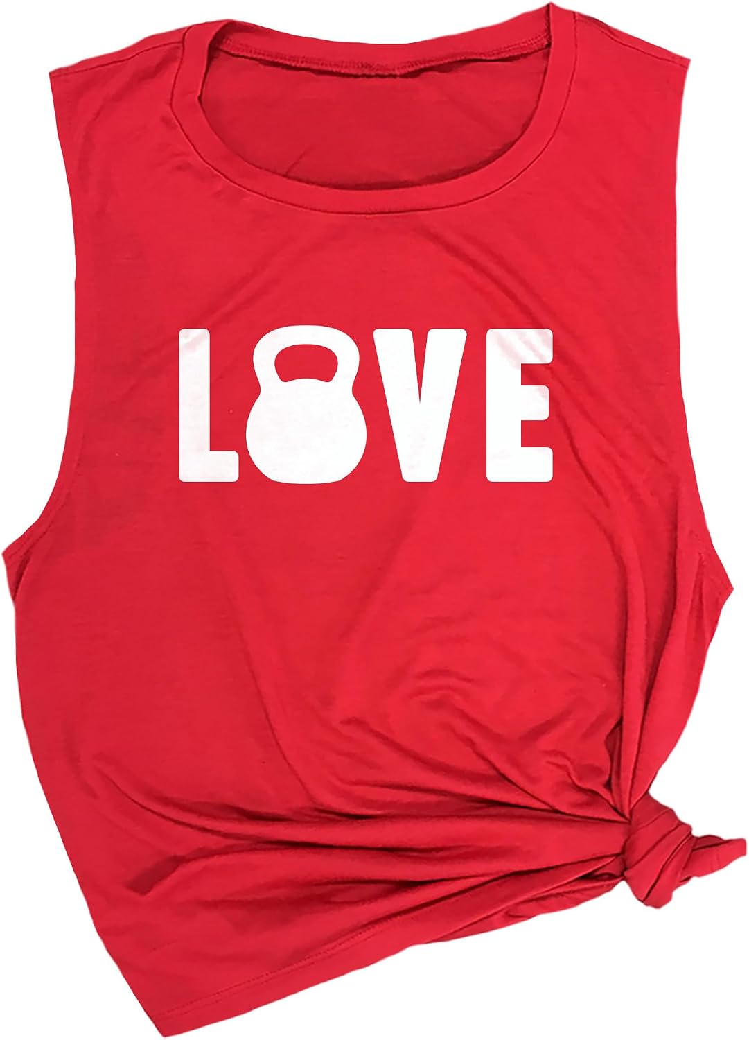 Love Kettlebell Women's Workout Muscle Tee - Sleeveless Active Wear, Graphic Yoga and Gym Top, Comfortable Workout Tank Top