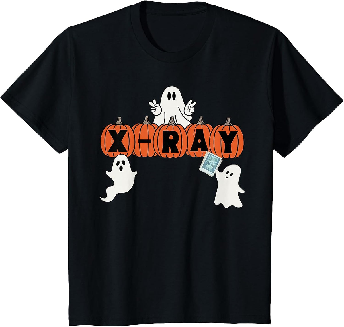 Funny X-Ray Tech Halloween Pumpkins Ghost Radiology Tech T-Shirt - Black