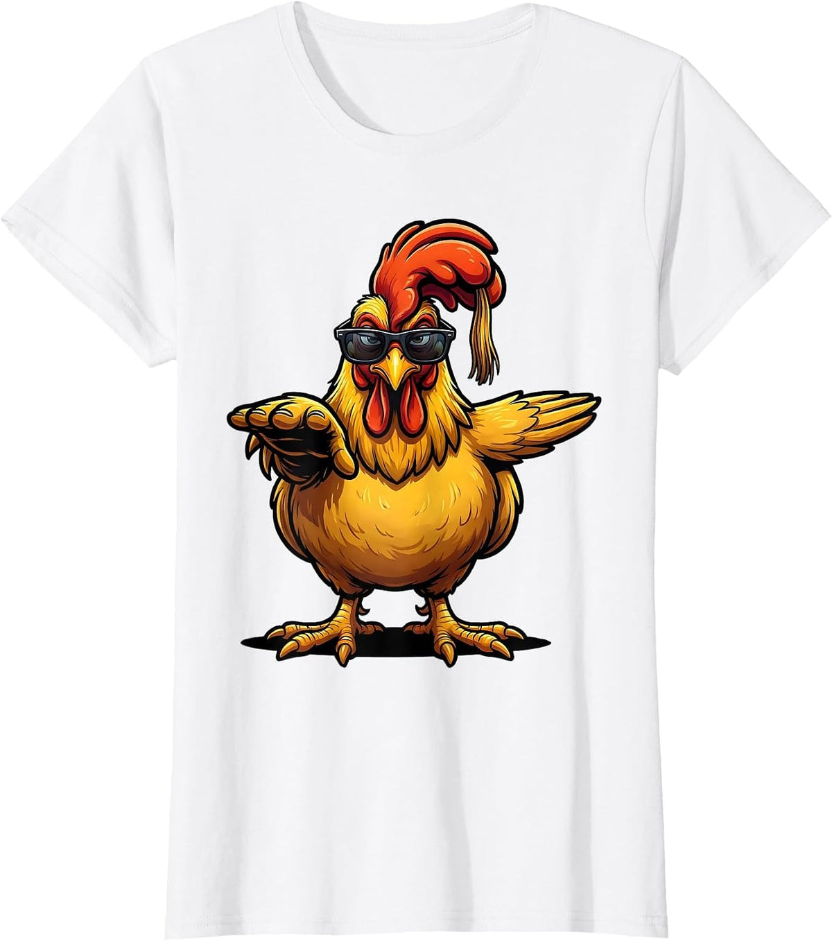Oversized Chicken Cartoon Funny Chicken Lover Gift T-Shirt - White