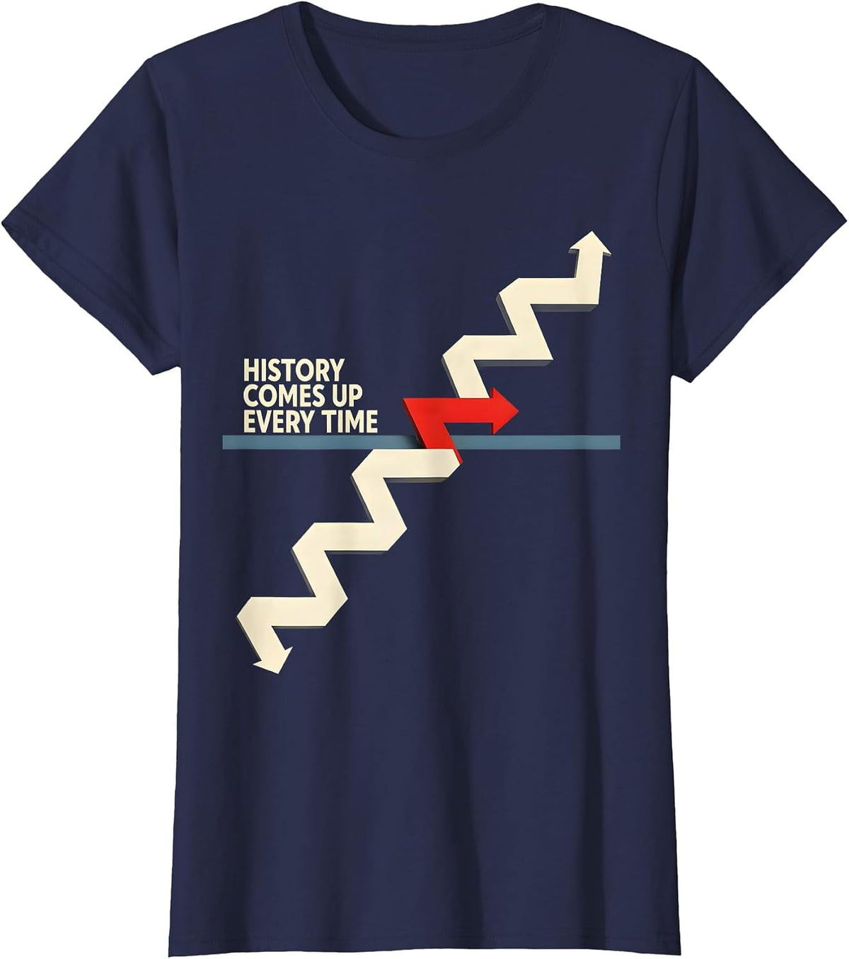 Women's History Comes Up Every Time Constructivist Poster Funny T-Shirt - Navy Blue
