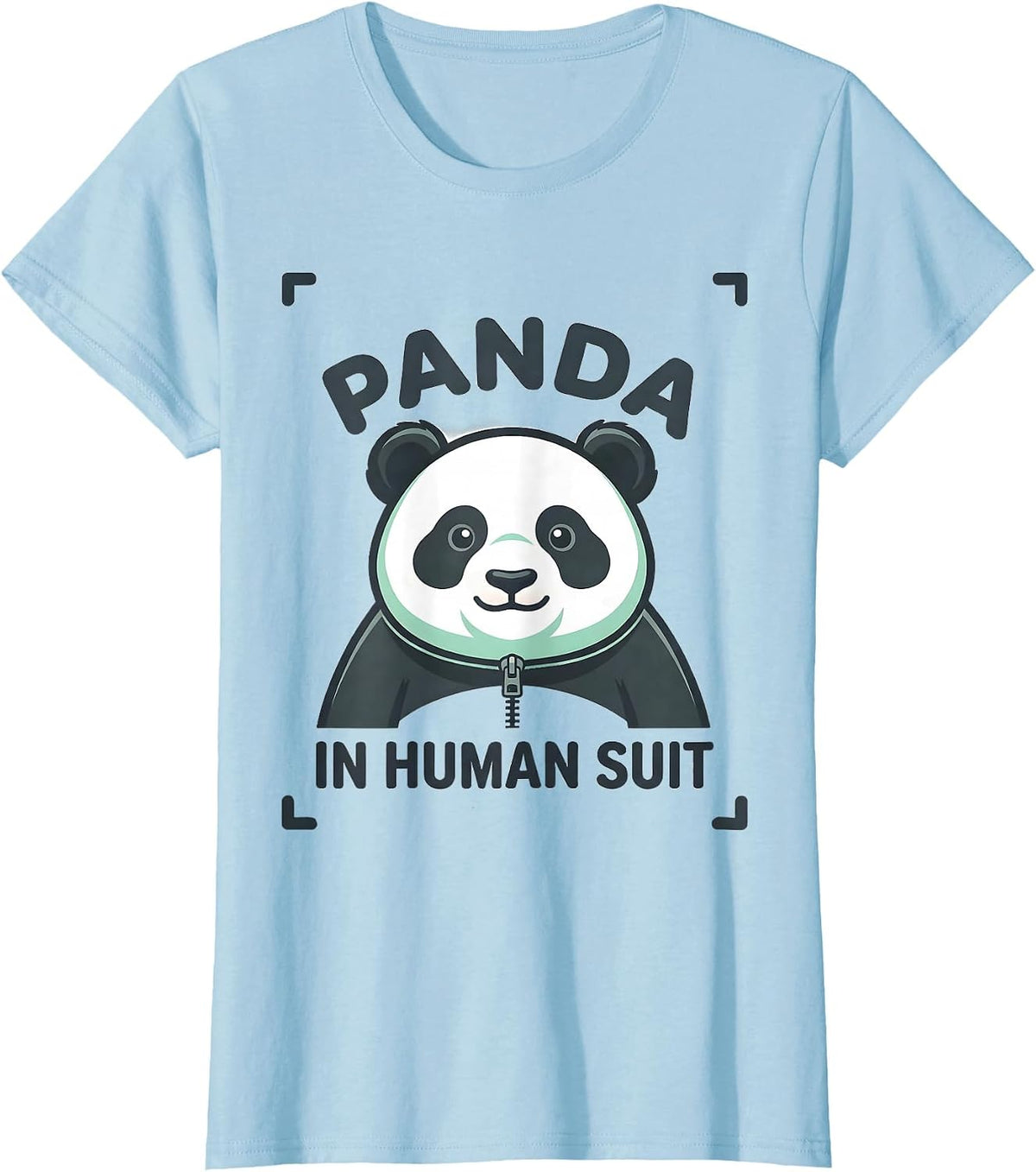 Panda, In Human Suit Cute Kawaii Halloween No-Costume Animal T-Shirt - Baby Blue
