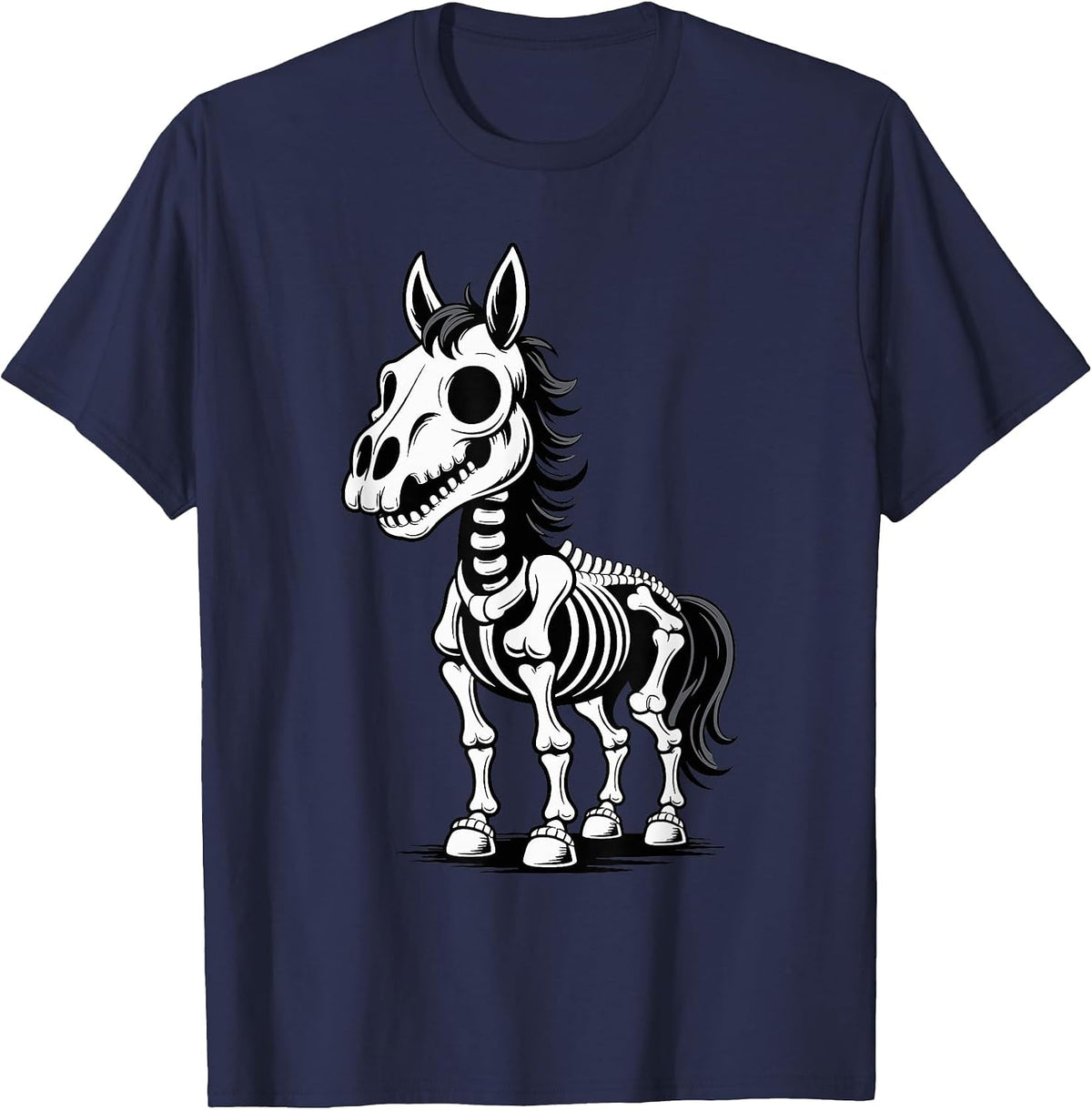 Halloween Horse Skeleton Spooky Horseback Riding T-Shirt - Navy Blue