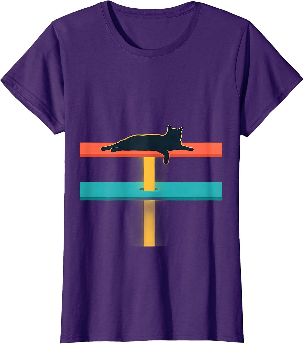 Women's Relaxed Cat Quantum Physics Science Geek Humor T-Shirt - Purple