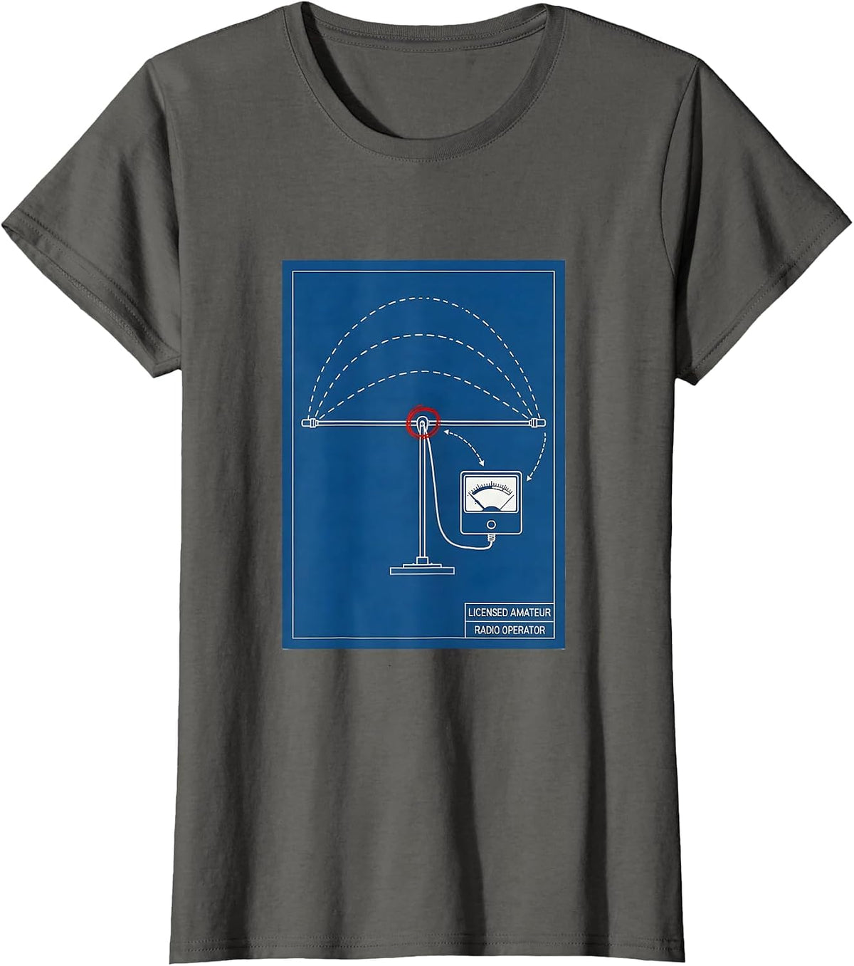Women's Licensed Amateur Radio Operator Technical Blueprint Ham T-Shirt - Asphalt Grey