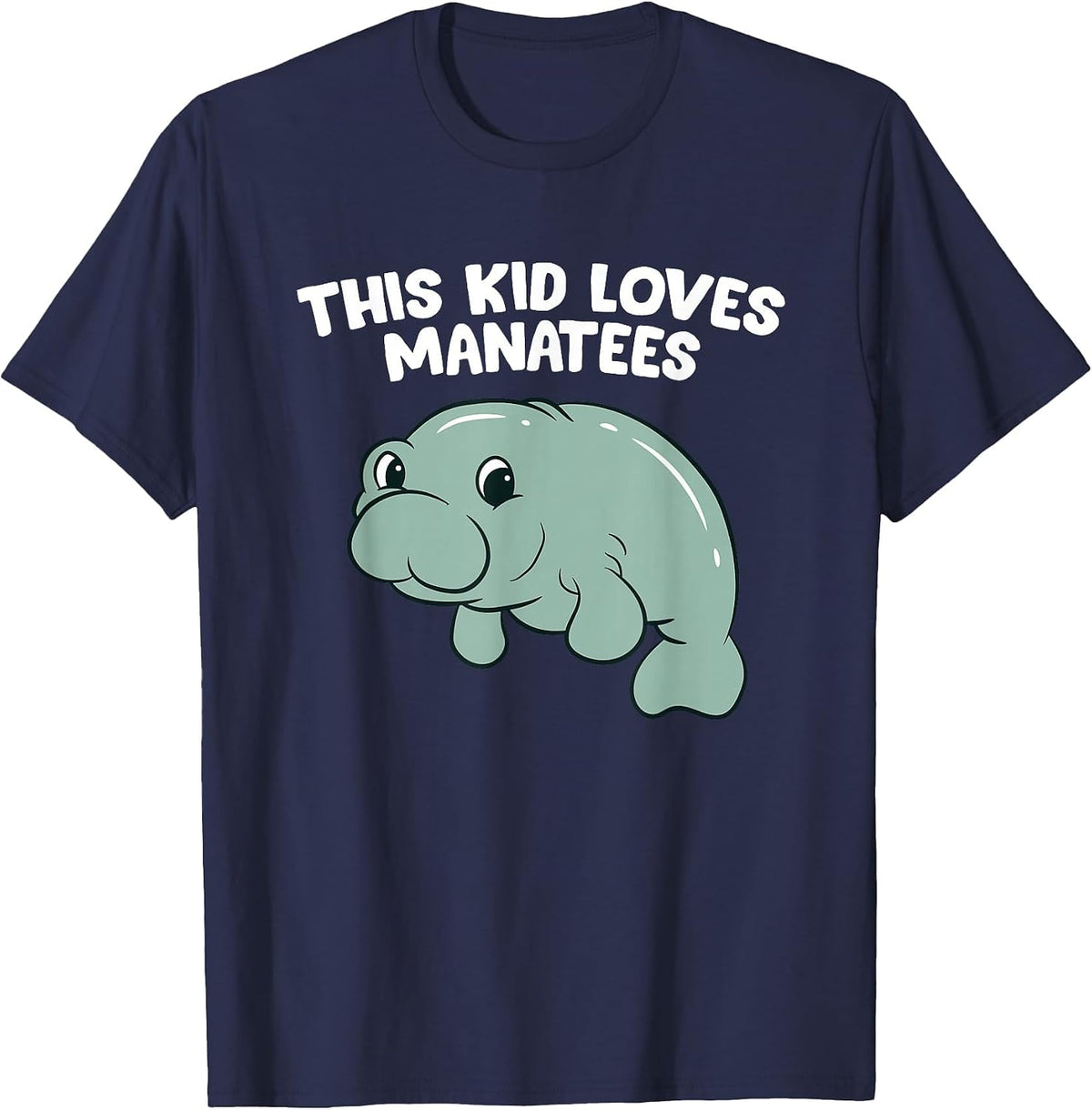 This Kid Loves Manatees Cute Manatee Kids T-Shirt - Navy Blue