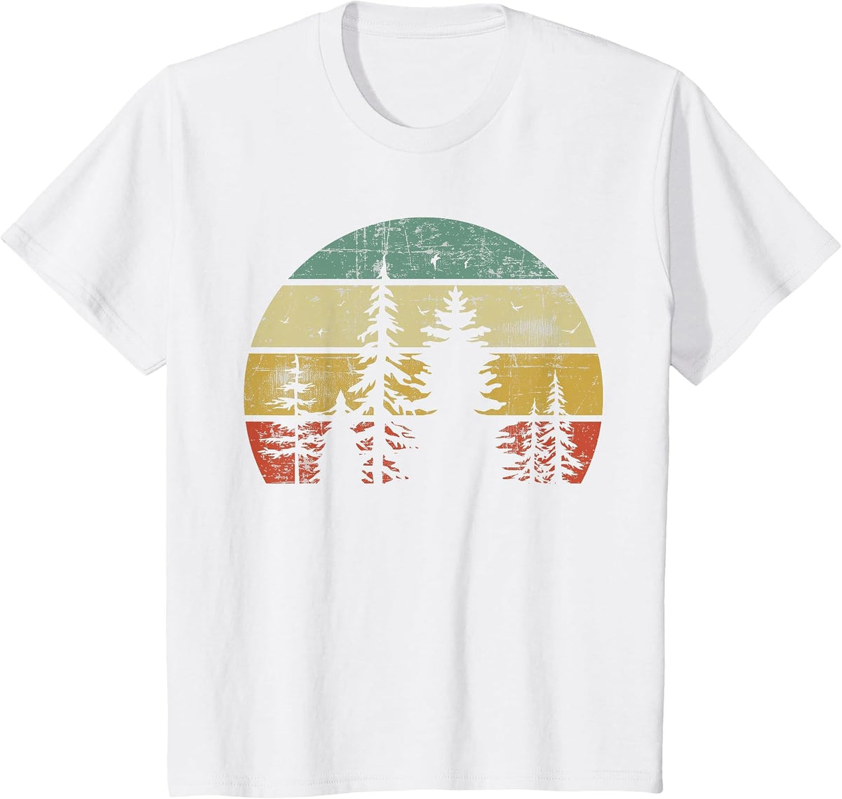 Retro Wildlife Trees Outdoors Nature Forest T-Shirt - White