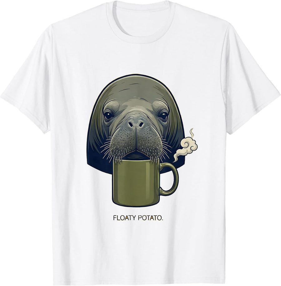 Manatee Head Funny Sea Cow Lover Animal Humor T-Shirt - White