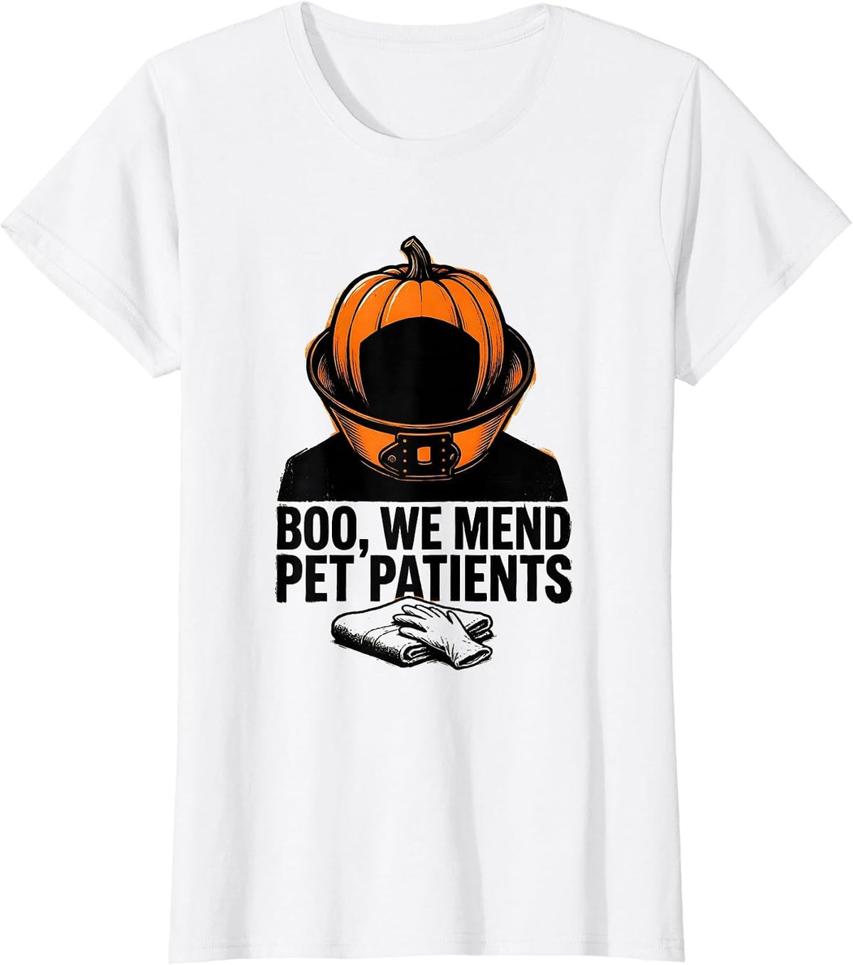 Boo We Mend Pet Patients Funny Vet Tech Halloween Costume T-Shirt - White