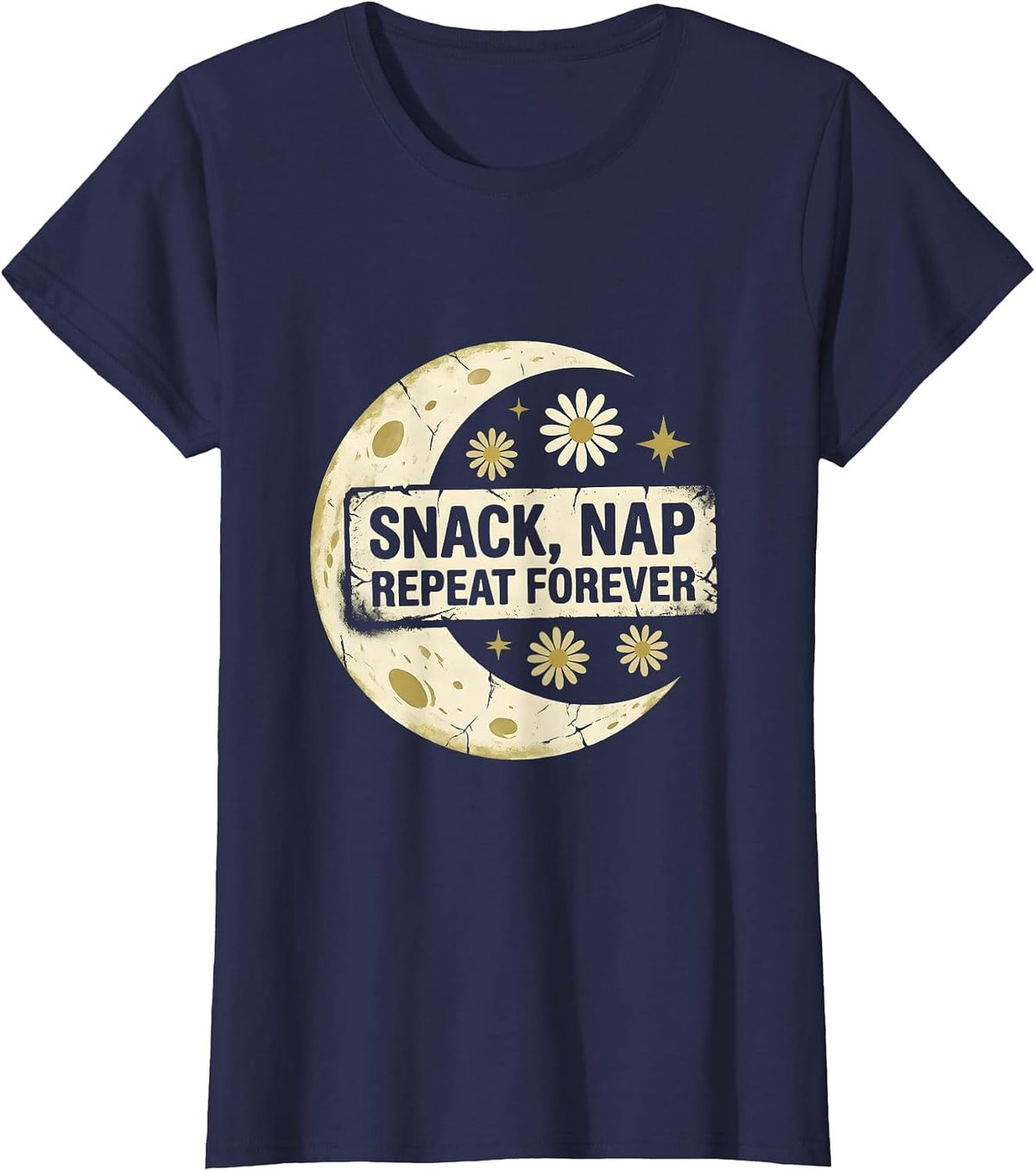 Women's Snack Nap Repeat Forever Preschool Teacher T-Shirt - Navy Blue