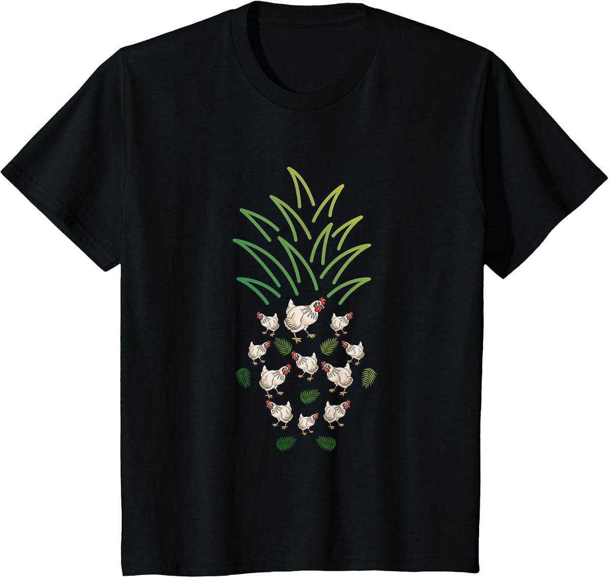 Cute Farm Animal Funny Chicken Pineapple T-Shirt - Black