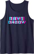 Rave Daddy EDM Music Festival Glitch Tank Top - Navy Blue