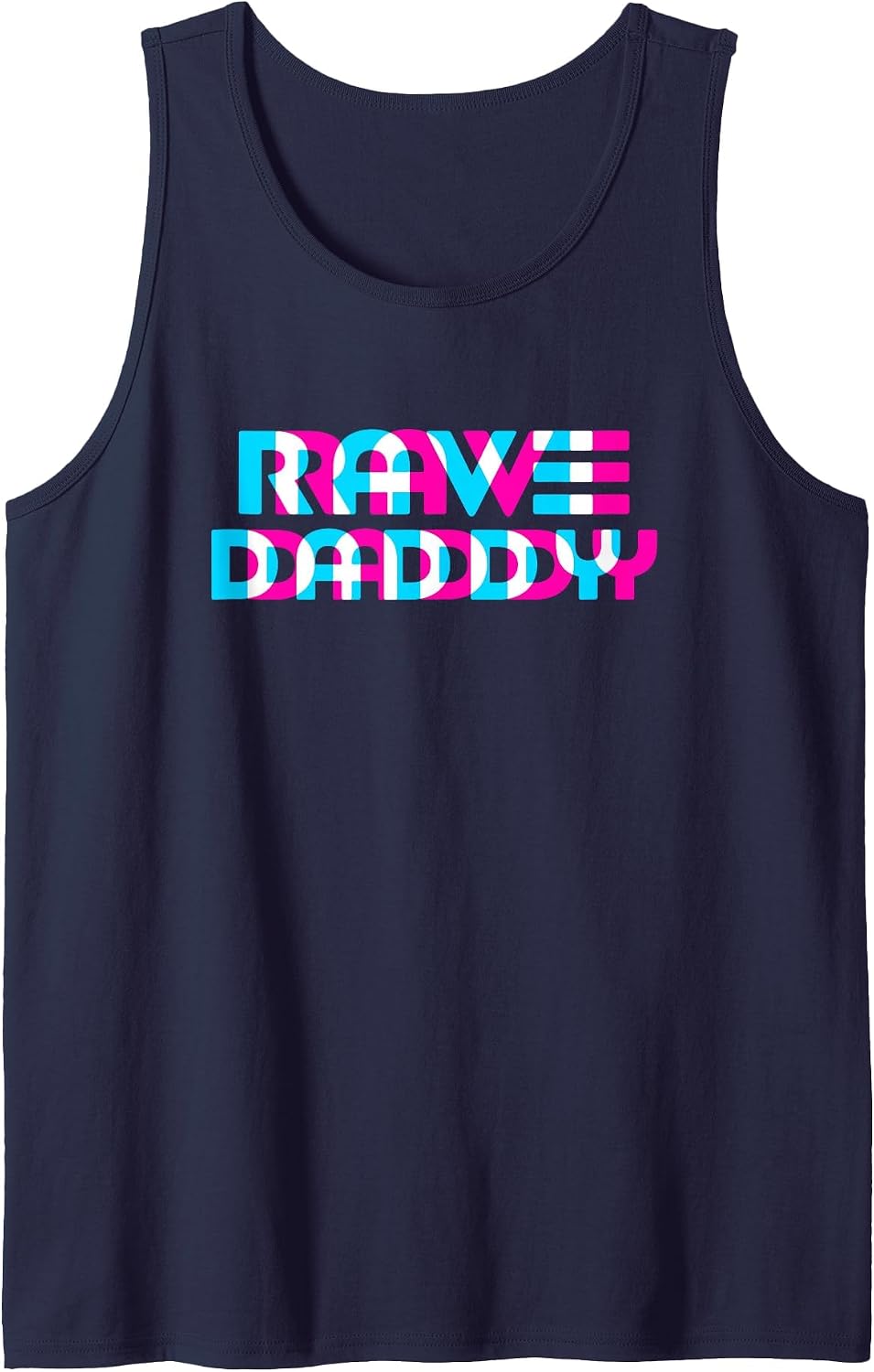 Rave Daddy EDM Music Festival Glitch Tank Top - Navy Blue