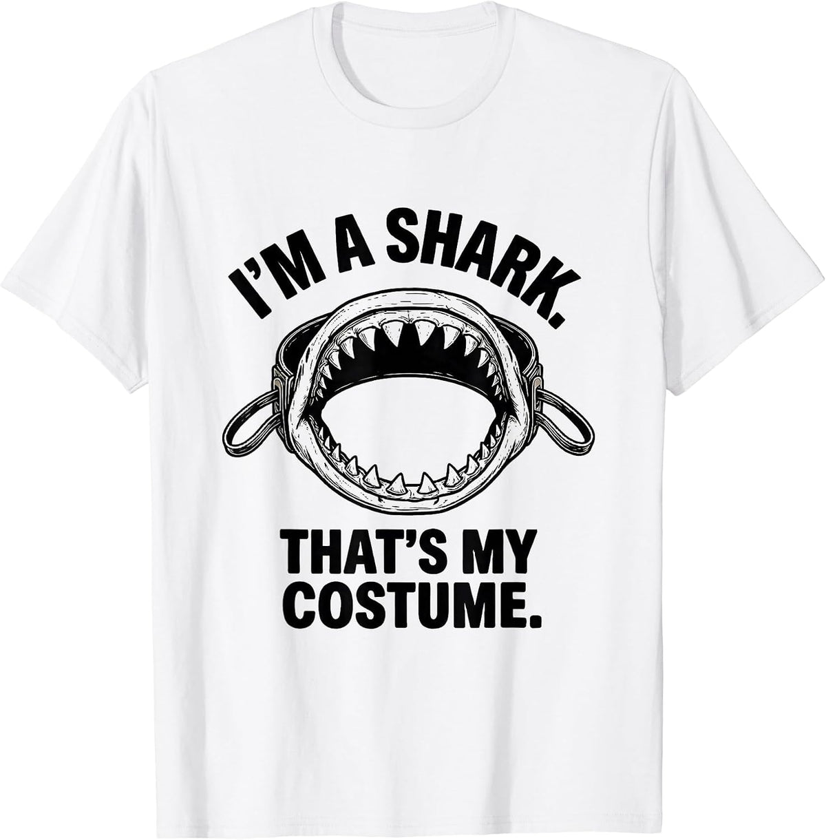 Men's I'm A Shark That's My Costume Funny Shark Jaw Halloween T-Shirt - White