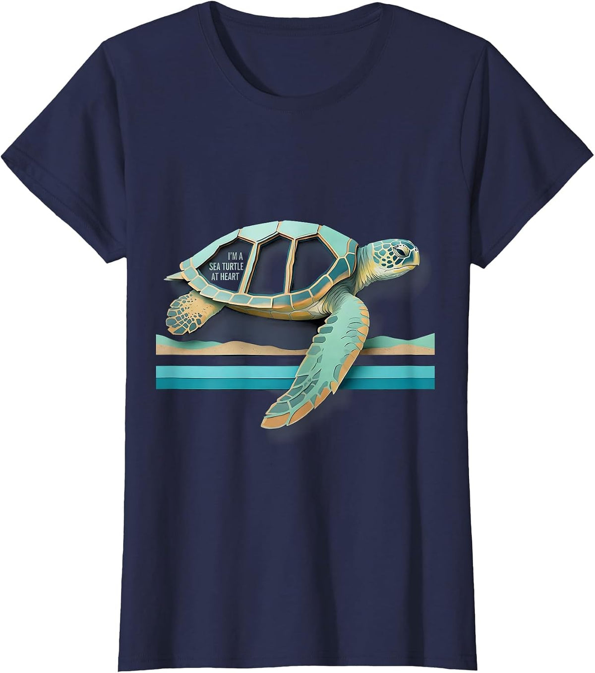 Women's I’m A Sea Turtle At Heart Funny Sea Turtle Lover Ocean T-Shirt - Navy Blue