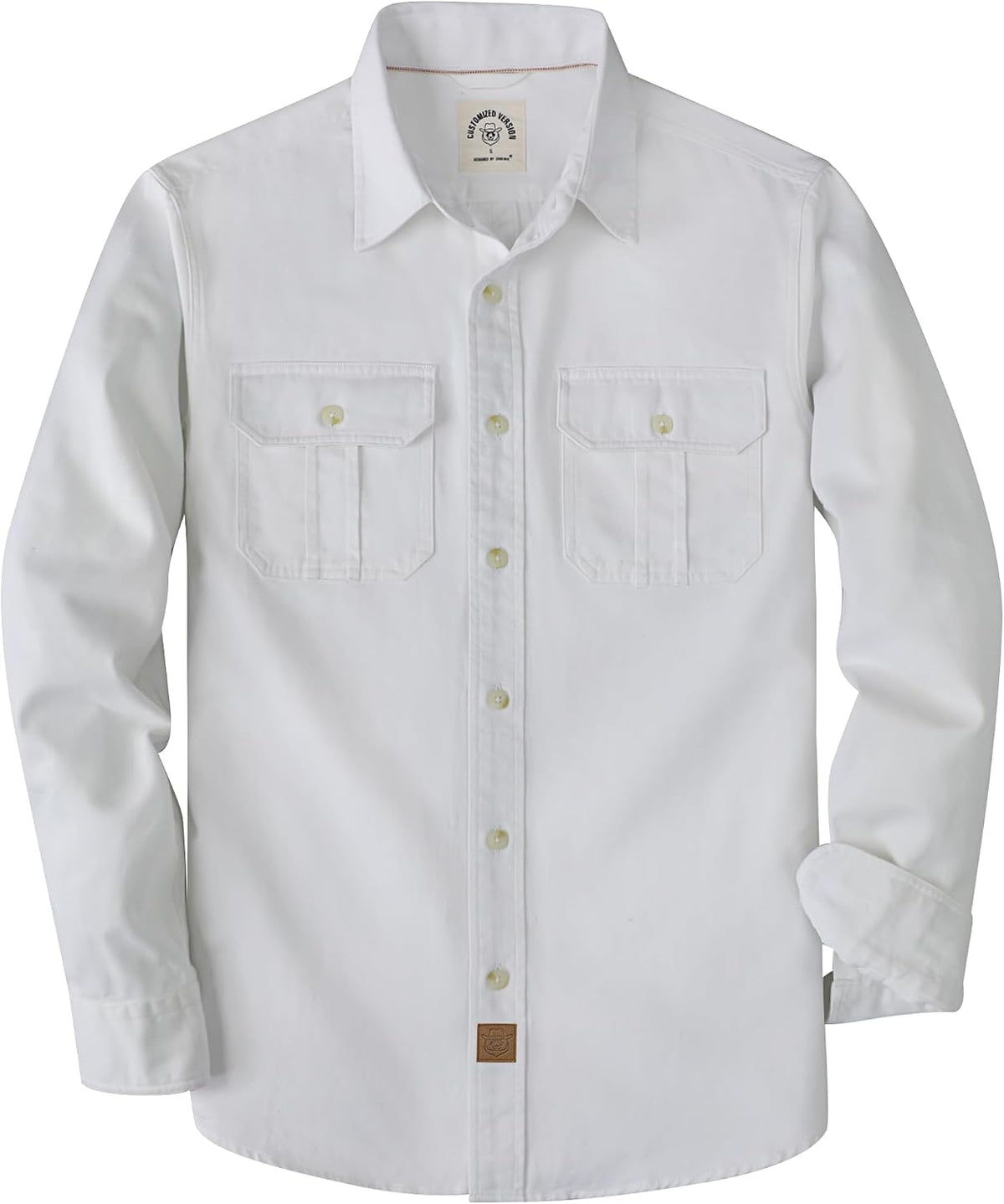 Dubinik® Men's Long Sleeve Cotton Button Down Work Shirt 2 Pocket Regular - White