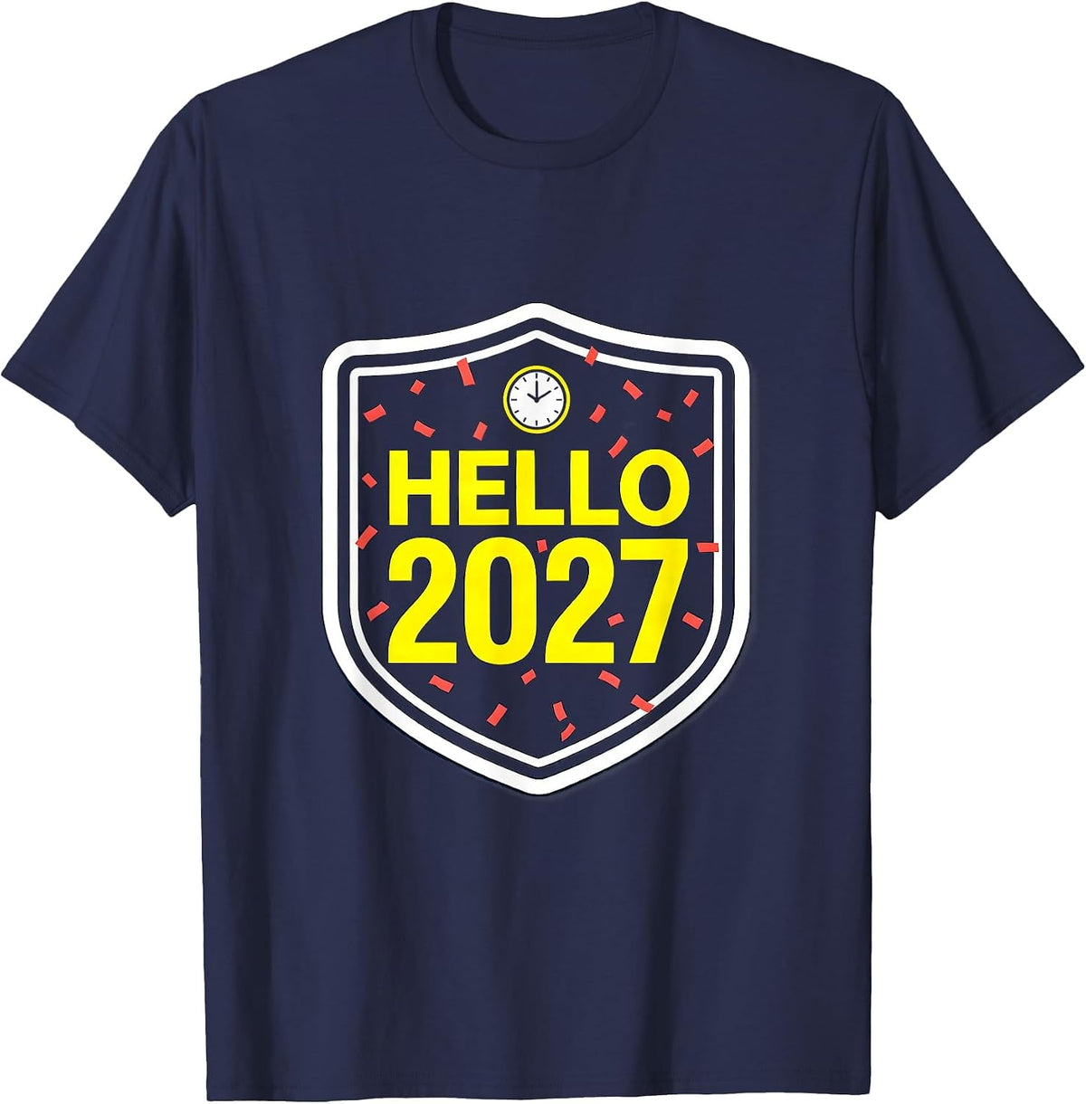 Men's Hello 2027 Novelty Party Wear New Year Eve Countdown T-Shirt - Navy Blue