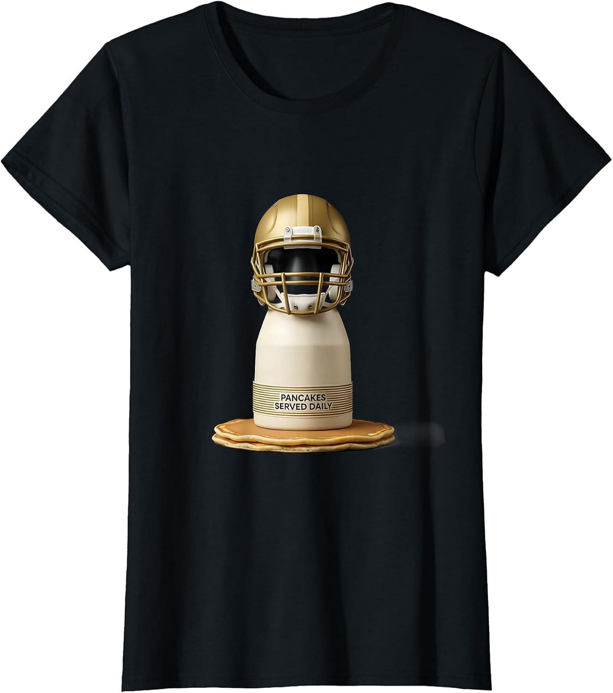 Women's Pancakes Served Daily Funny Football Lineman Hero Humor T-Shirt - Black