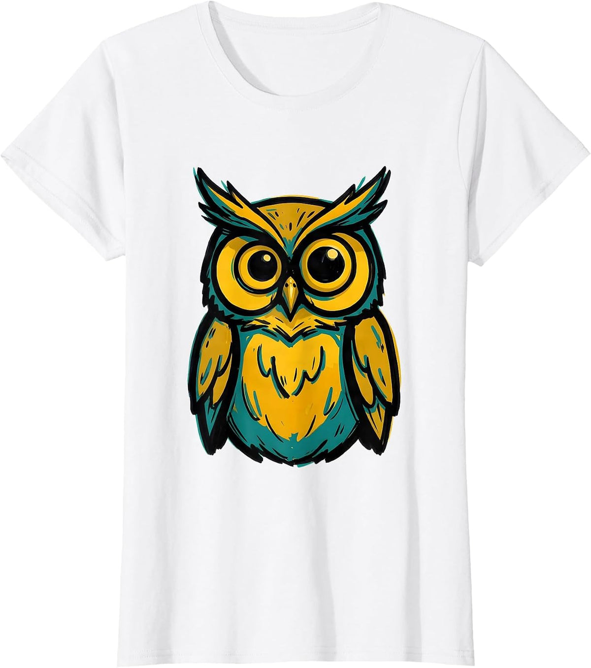 Women's Squat Owl Vintage Bird Lover Humor Graphic T-Shirt - White