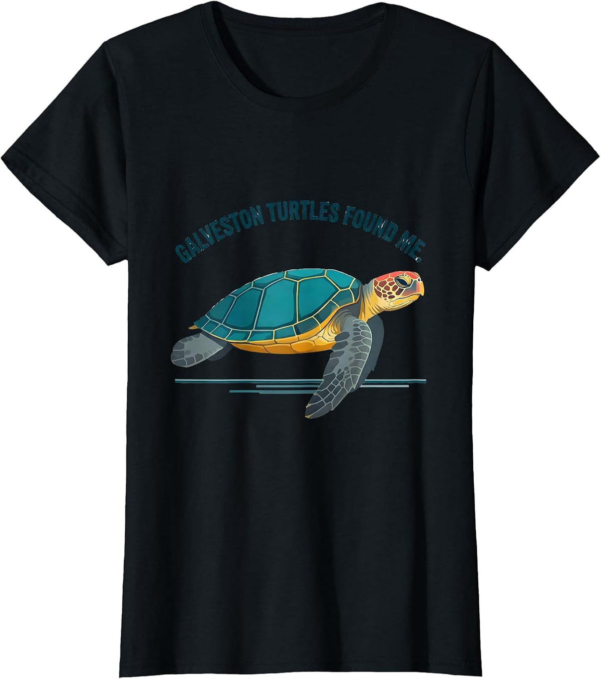 Galveston Turtles Found Me Flat Vector Sea Turtle Lover Gift T-Shirt - Black