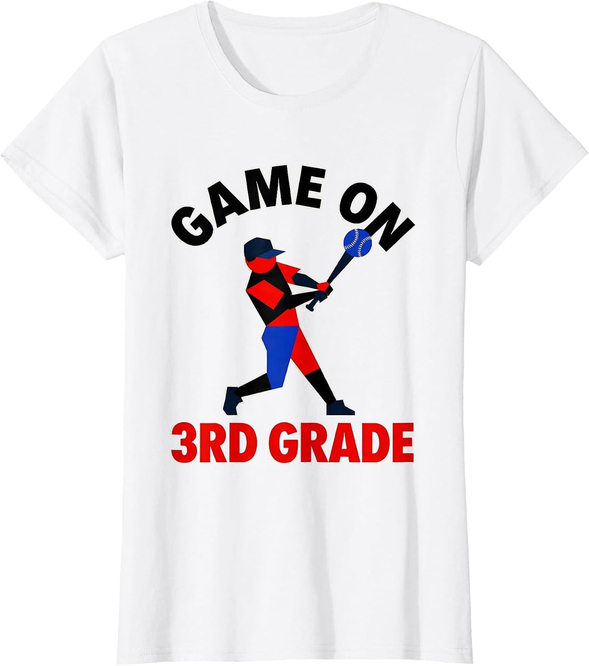 Game On 3rd Grade Bauhaus Modernist Back To School Baseball T-Shirt - White