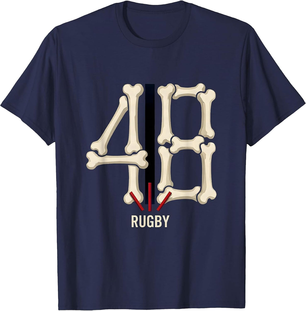 Men's 48 Rugby Custom Vintage Varsity Jersey Number Sports Tribute T-Shirt - Navy Blue